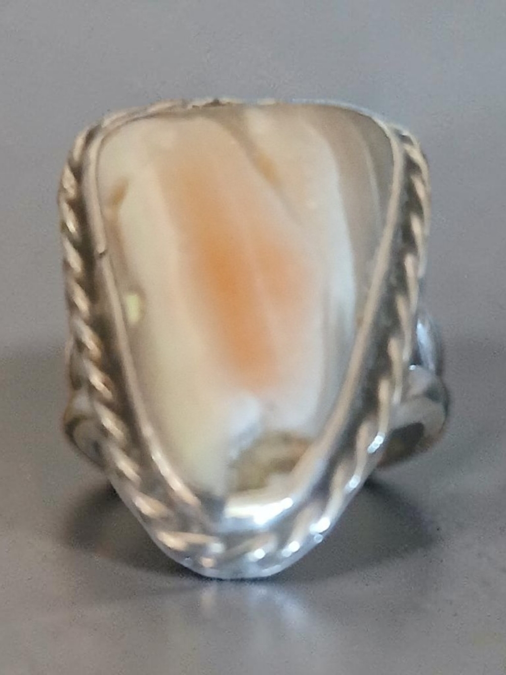 Sterling Silver Cream and Peach Statement Ring